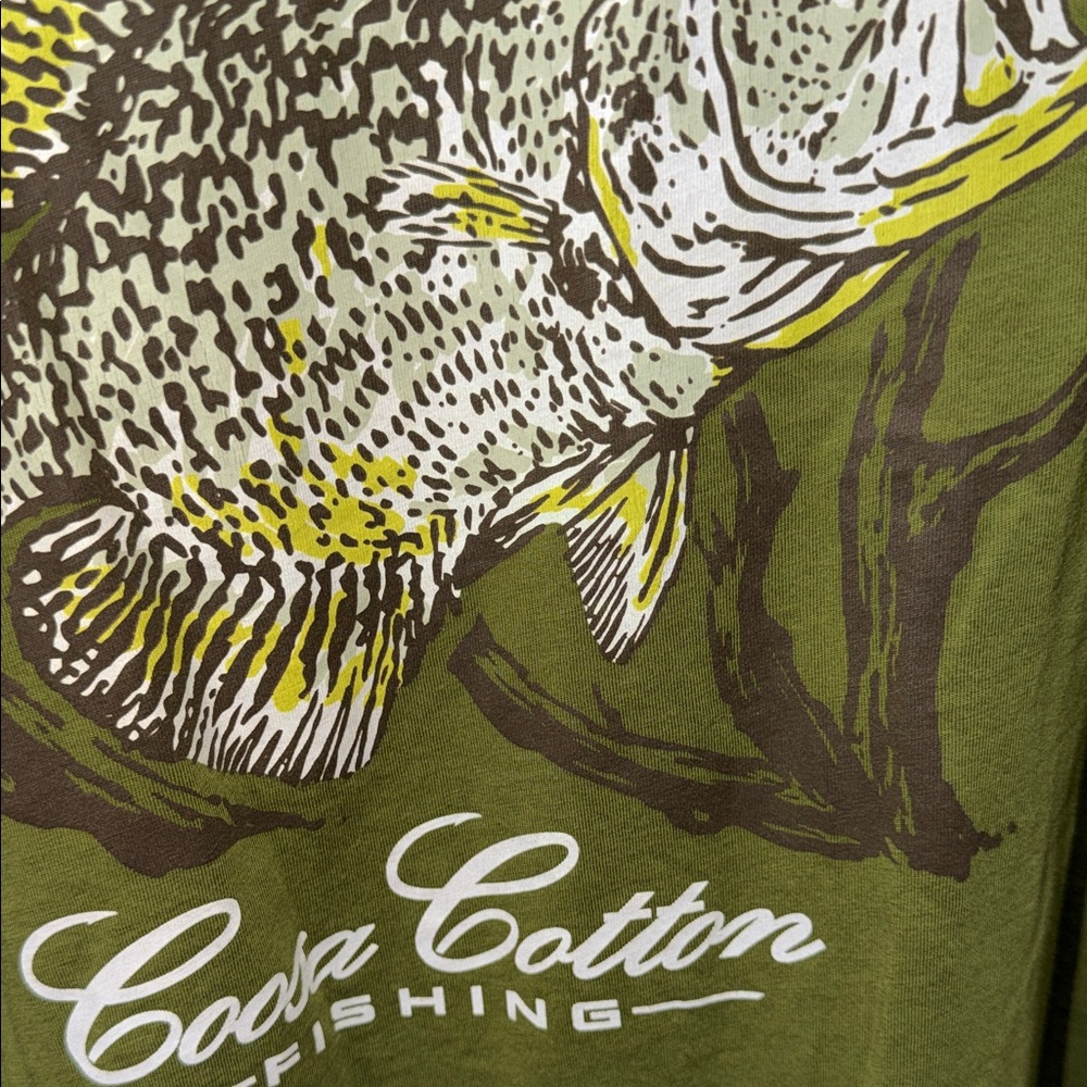 Coosa Cotton Casual Olive Green Men's Tee - Picture 5 of 5